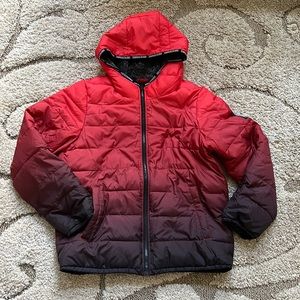 NWT Abercrombie & Fitch Kids 15 / 16 Red Ombré Parka Puffer Jacket Coat Lined